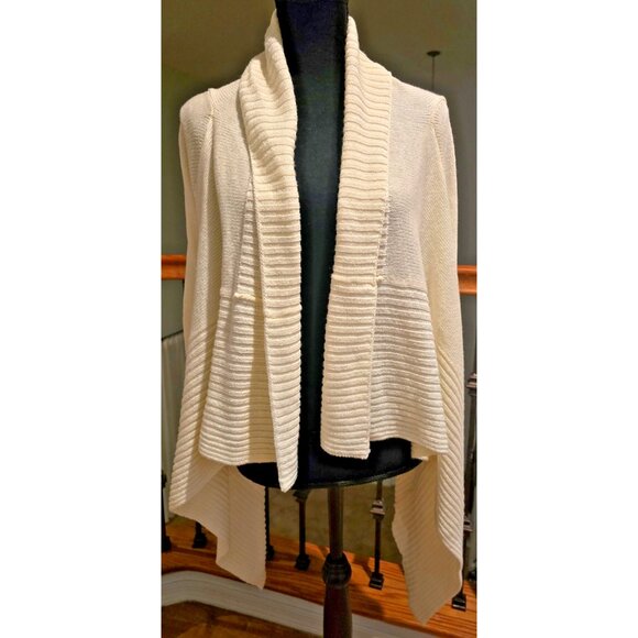 NWOT Michael Michael Kors Open Front Rib Knit Cardigan Sweater Cream Women’s M - Picture 2 of 14